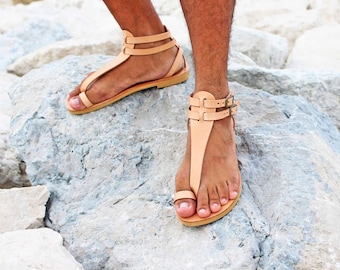 Leather Gladiator Sandals - Ancient Greek Style Men's Sandals - M.V.