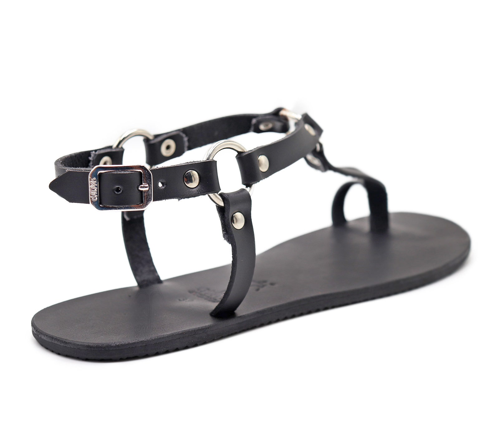 Leather Sandals with metal logo main image 0