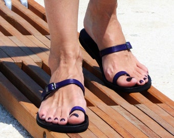 Toe Ring Sexy Slides / Leather Delicate Sandals - AURA