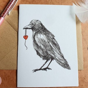 Greeting card raven