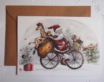 Grußkarte Weihnachten Fahrrad