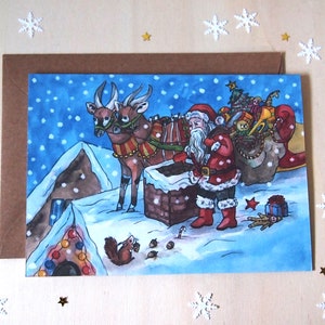 Biglietto di auguri di Natale Slitta natalizia con antilope bongo
