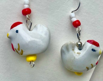 Huhn Ohrringe Lustige Bauernhof Tier Schmuck Nette Huhn Liebhaber Geschenk Bauernhaus-Stil baumeln Ohrringe schrulligen Vogel Ohrringe für Frauen Land
