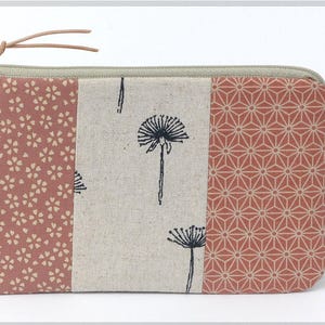 Universaltäschchen/Schminktasche aus japanischen Stoffen in rosa, mit Pusteblumen, Blümchen und Asanoa.Tolles Geschenk für Frauen