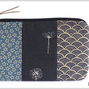 Kleines Täschchen, Schminktasche aus japanischen Stoffen, mit Pusteblumen, tolles Geschenk für Männer und Frauen