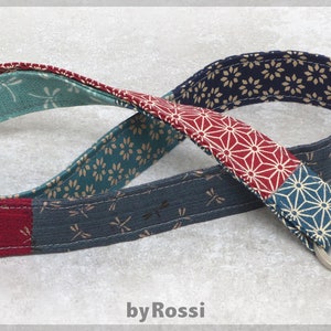 Long lanyard sewn from Japanese fabrics in patchwork style, great gift for women and men