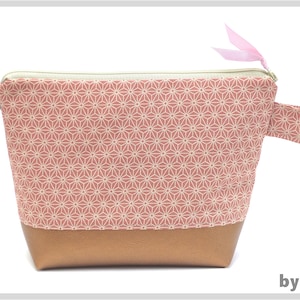 Kosmetiktasche L, Kulturbeutel aus japanischem Stoff in rosa mit Sternenmuster, schönes Geschenk auch für Mütter, Babyparty, Omas