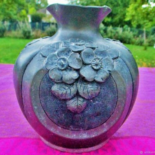 Antique decorative hotsell vase Anemones tinplate Art Nouveau