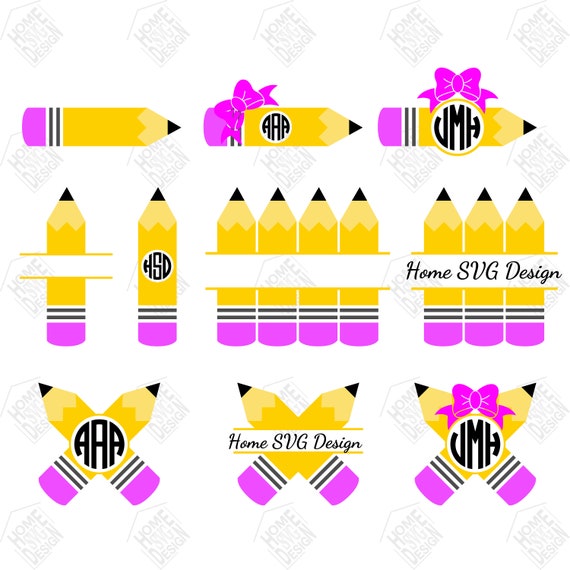 Download Pencil Monogram svg Split Pencil Monogram digital clipart ...