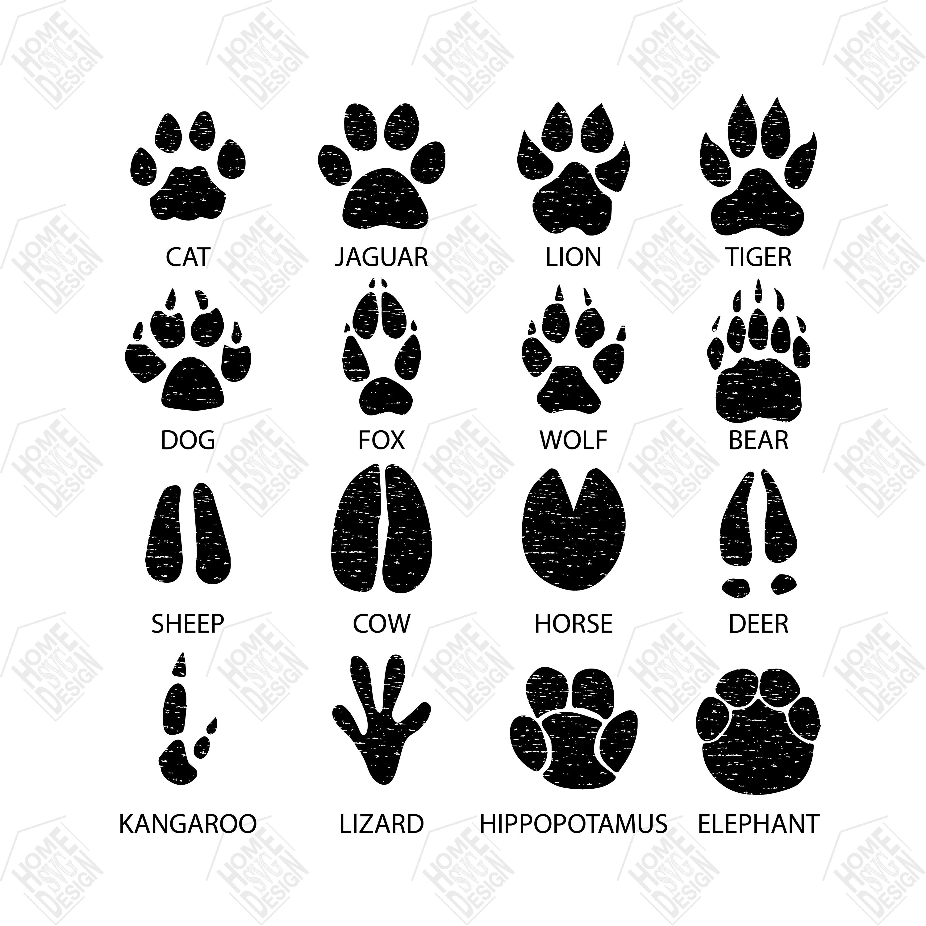 Download Distressed Paw Animal svg Distressed Paw Animal Silhouette ...