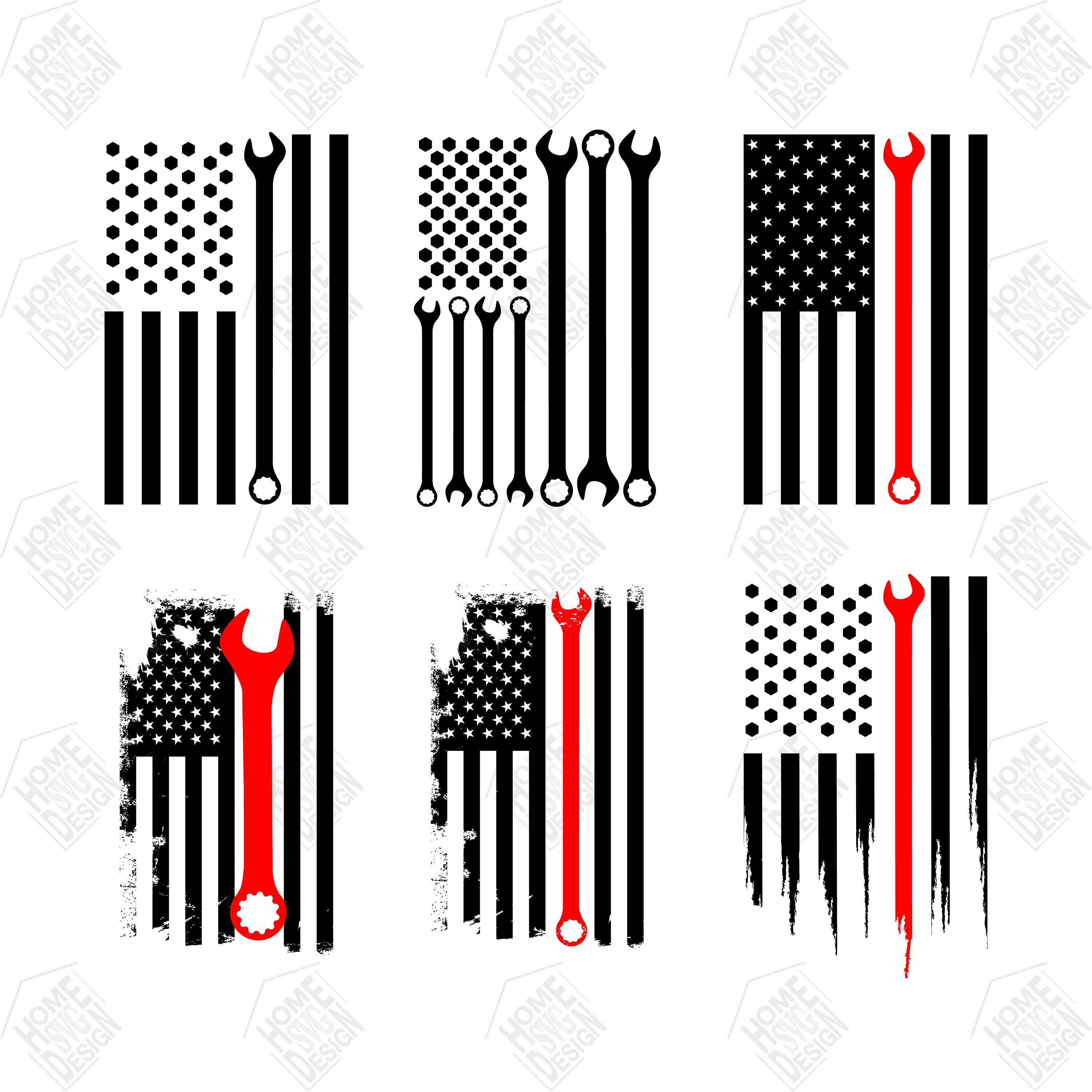 Wrench USA Flag svg Wrench USA Flag digital clipart for Etsy