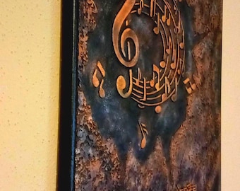 Echoes of Silence – 3D Textured Music Wall Art | Copper Black Luxury Statament Canvas | Handmade Luxury Decor