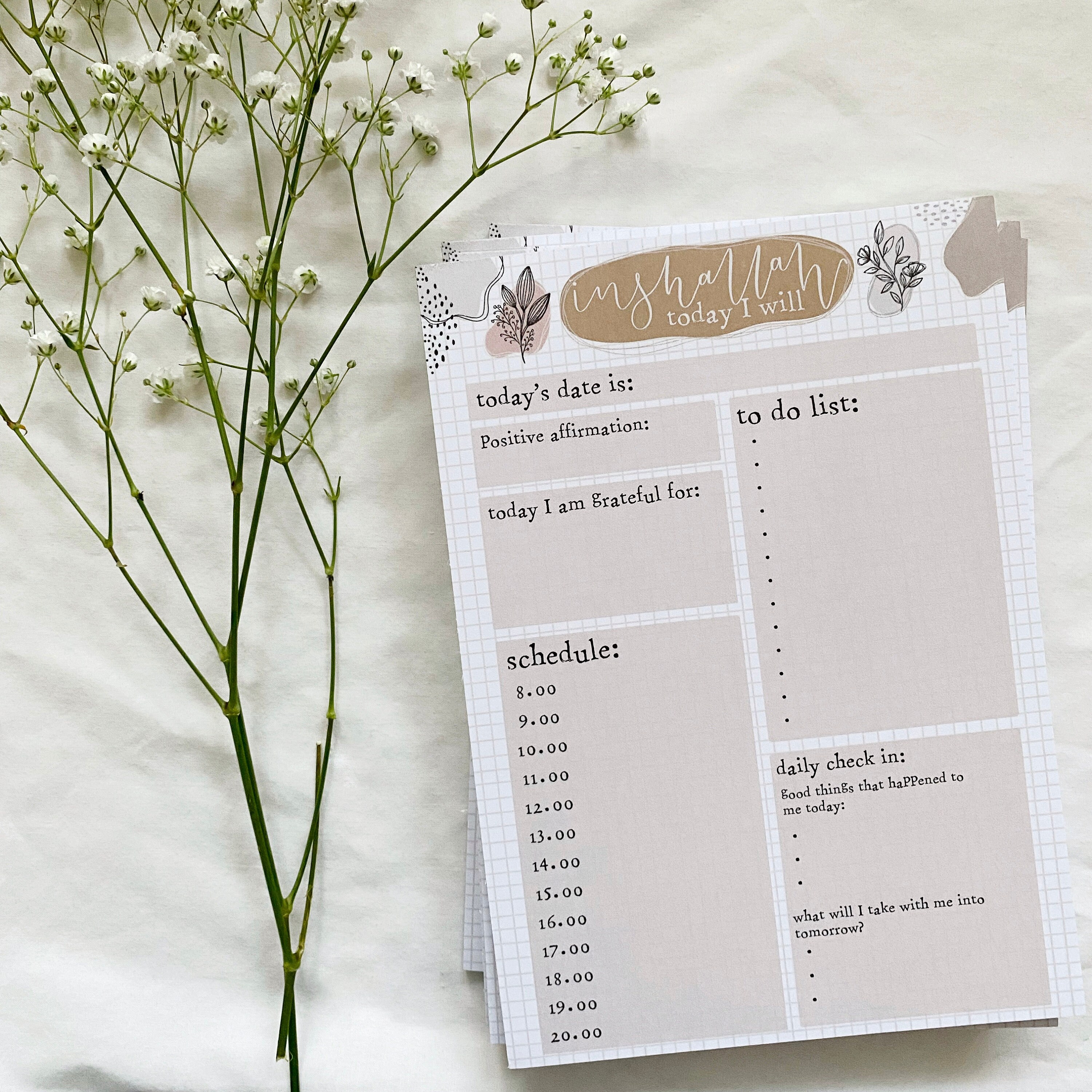 Inshallah Notepad, to Do List Notepad, Islamic Stationery, Islamic ...
