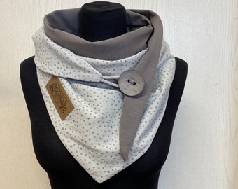 Scarf with button dots gray silver dots with button gift Christmas triangular scarf women from delimade