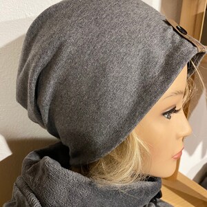 Wrap scarf gray cloth with button anthracite triangular scarf women from Delimade gift Christmas image 5