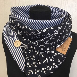 Cloth anchor blue with button gift Mother's Day wrap scarf maritime from Delimade