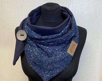 Shawl with button blue dots from Delimade wrap scarf triangular scarf women's button scarf gift Christmas