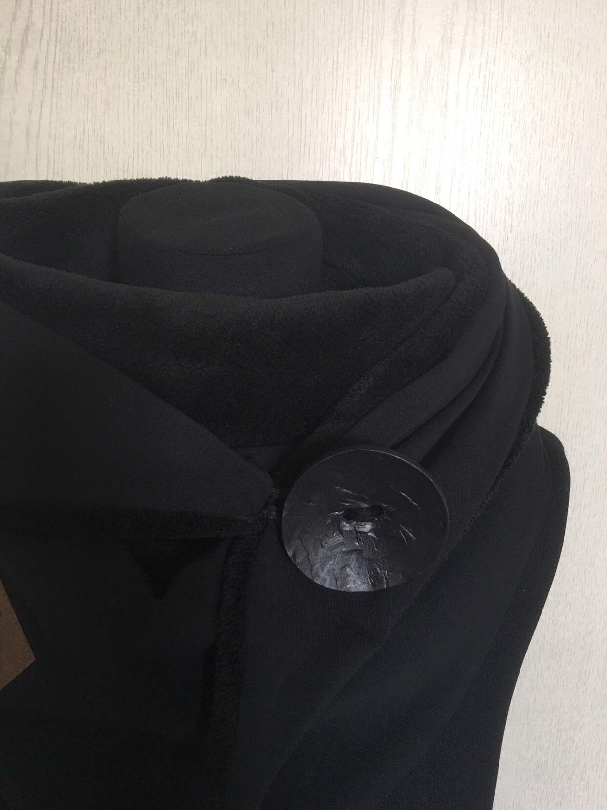 Scarf With Button Black Fleece Warm Wrap Scarf Triangular