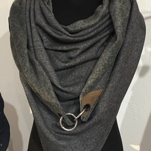 XXL scarf wrap scarf anthracite gray with carabiner from Delimade triangular scarf women's XXL gift Mother's Day scarves