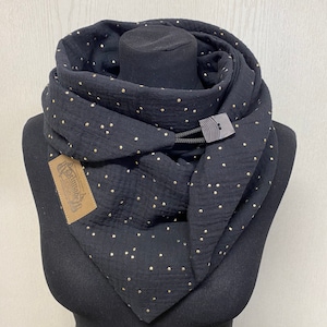 Cloth with button muslin black dots gold from Delimade gift Mother's Day triangular scarf lady