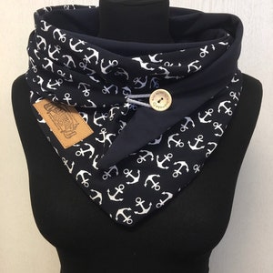 Cloth anchor with button triangular scarf women's maritime from Delimade gift Mother's Day