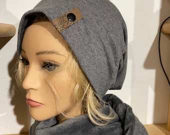 Beanie hat grey anthracite reversible from delimade gift