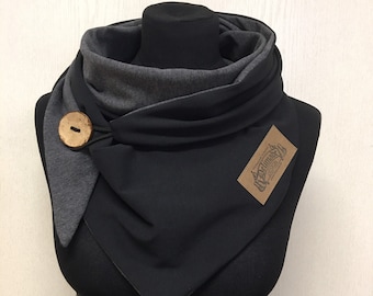 Scarf with button triangular scarf women by delimade gift Christmas wrap scarf