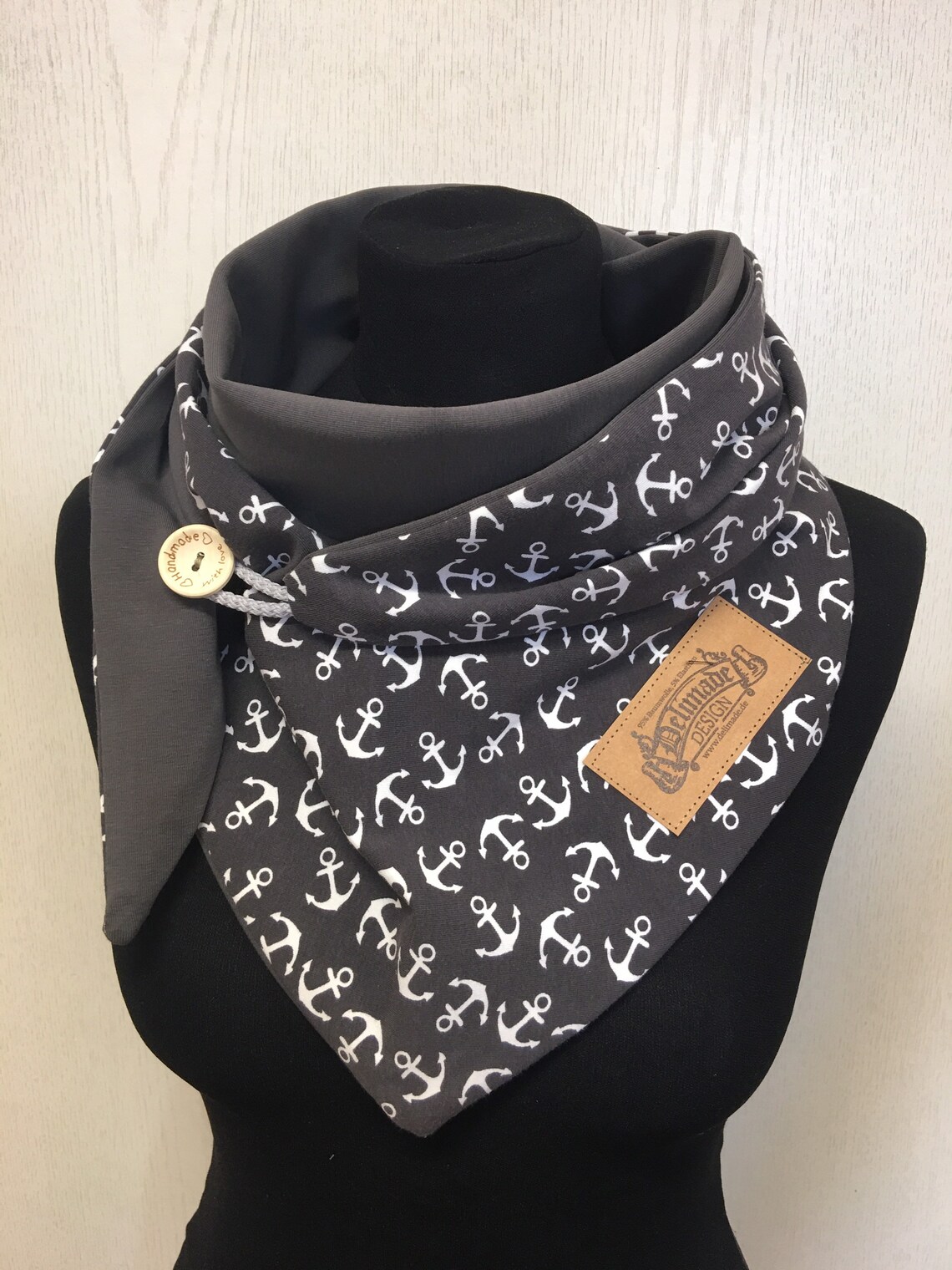 Tuch Anker grau mit Knopf Geschenk Muttertag/ Dreieckstuch ...