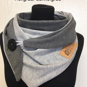 Gray scarf with button wrap triangular scarf for women from delimade gift Christmas