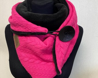 Produktbild von Damen Winter Zopfmuster Rollkragen Schal Wrap Mit Knopf Mehrere