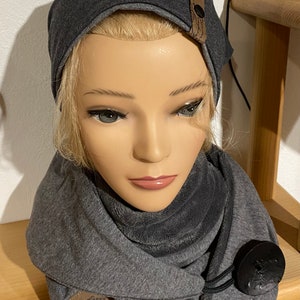 Wrap scarf gray cloth with button anthracite triangular scarf women from Delimade gift Christmas image 10