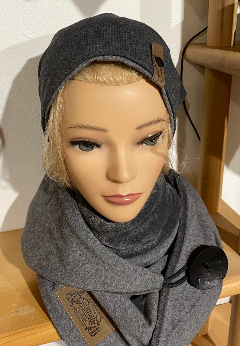 Wrap scarf gray cloth with button anthracite triangular scarf women from Delimade gift Christmas image 10