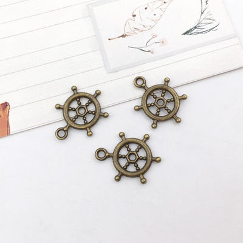 20 Pcs Craft Supplies Rudder Helm Connector Pendants Beads Charms Pendants Jewelry Findings Making Accessory for DIY Necklace Bracelet