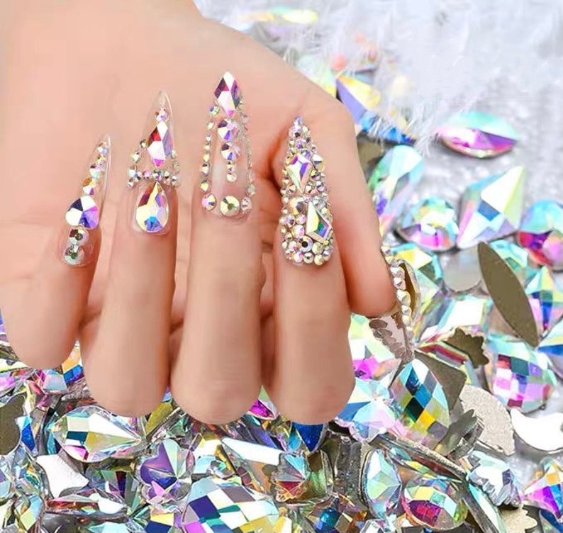 100 Pcs Crystal Nail Art Rhinestone 3D Diamond Gem Nairl Art Etsy