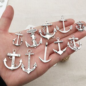 19pcs/pack Mixed Colors Seastar Anchor Round Alloy Pendants Charms Ctafts 52796 