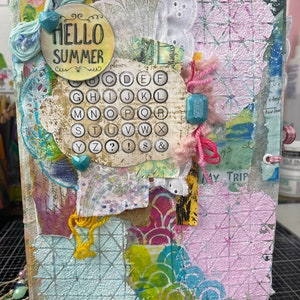 Junk-Journal handgefertigt Sommer Reise Boho bunte Farben Art Mixed Media Grunge