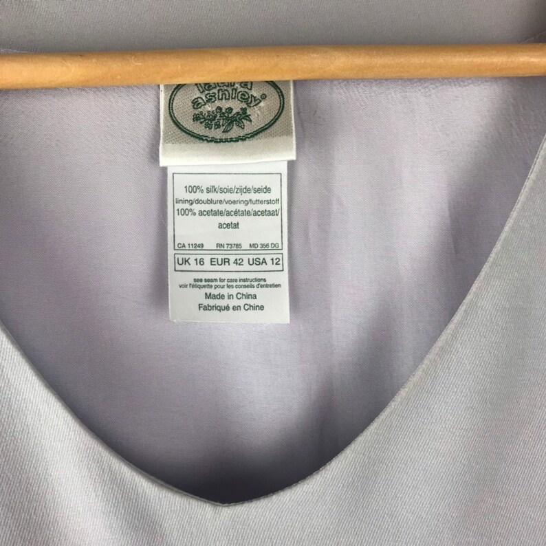 Stunning Vintage Laura Ashley maxi dress elegant romantic soft lavender pure silk
