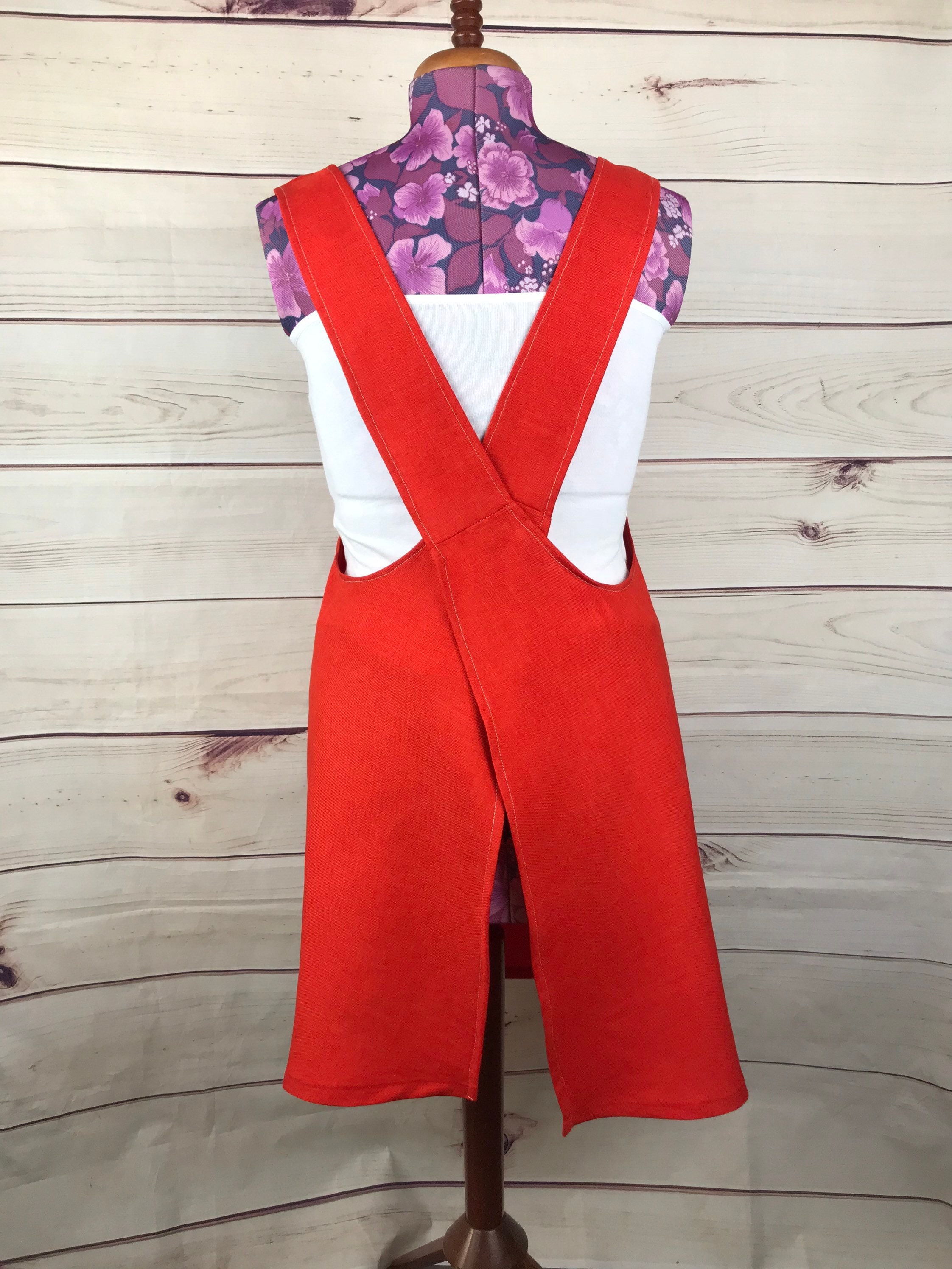 Apron Crossover artisan Japanese style hands free no ties Etsy