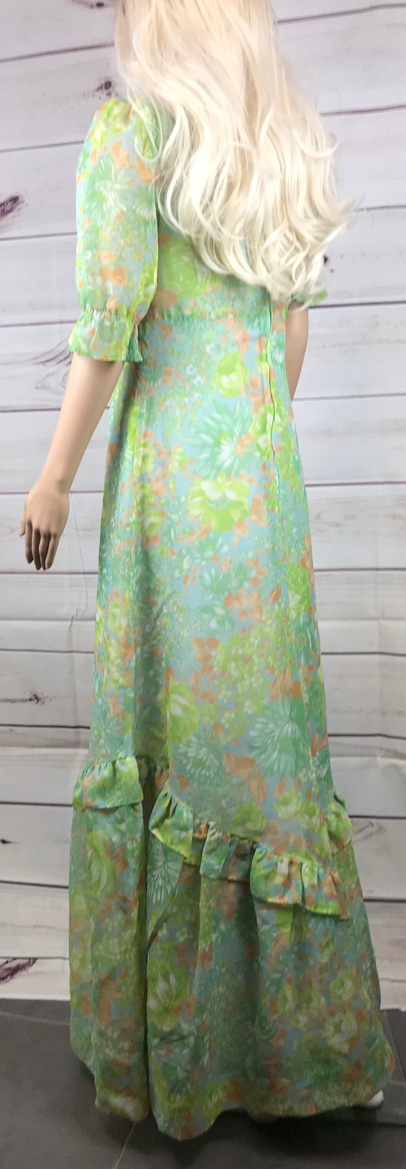 Authentic vintage maxi dress 1970s boho Robilyse Made in France