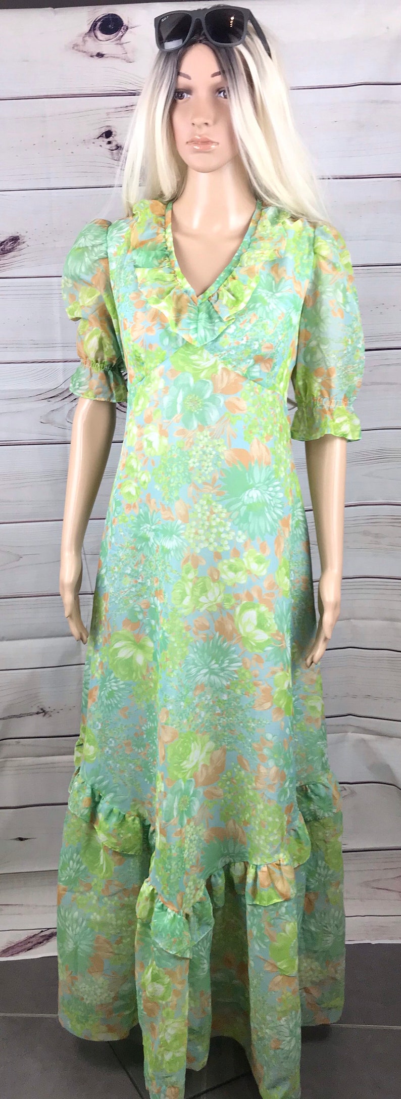 Authentic vintage maxi dress 1970s boho Robilyse Made in France