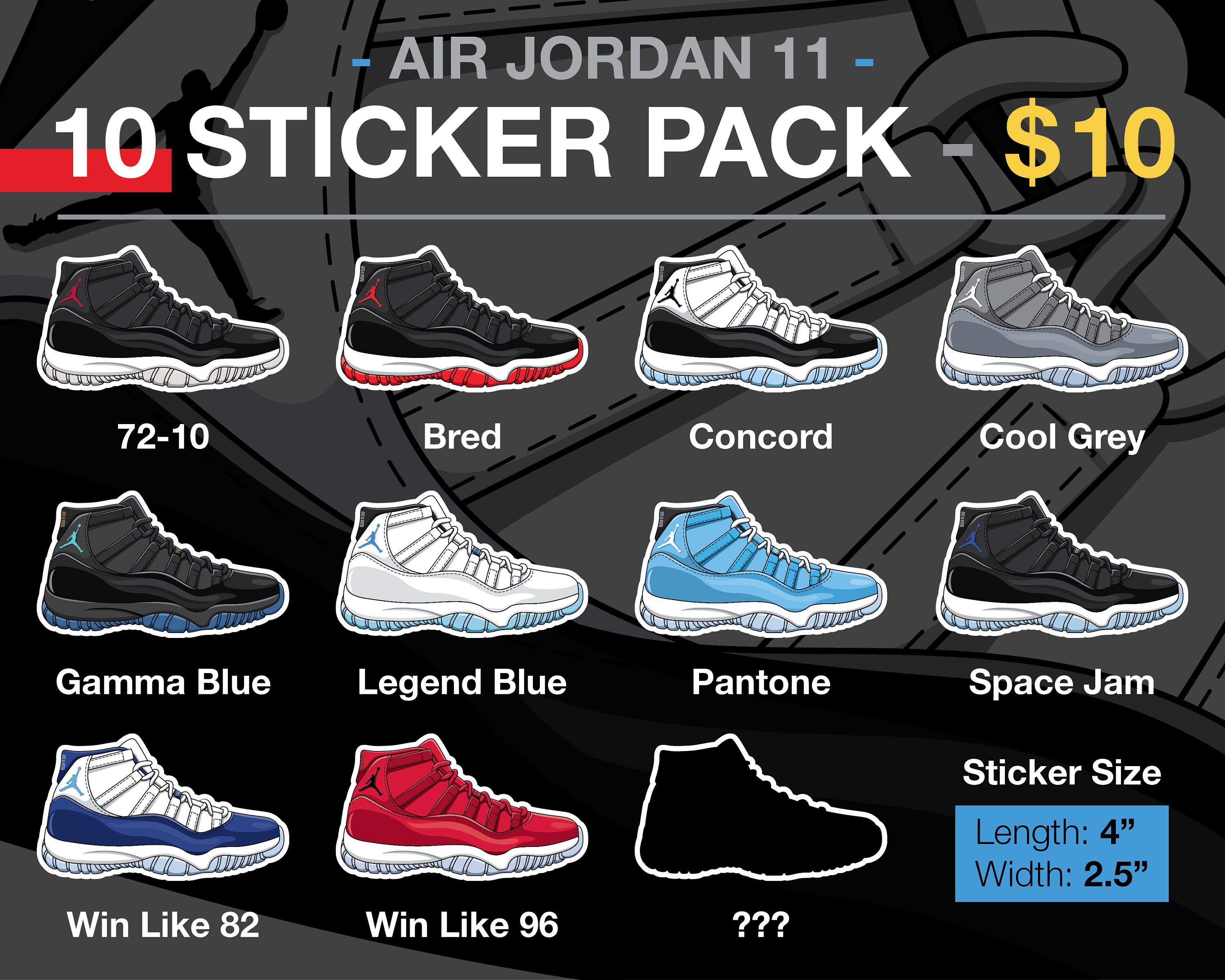 Air Jordan 11 Sticker Pack - Etsy