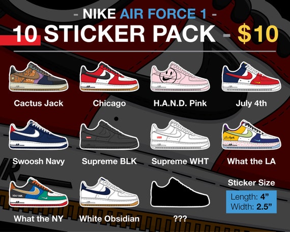 Nike Air Force 1 Sticker Pack | Etsy