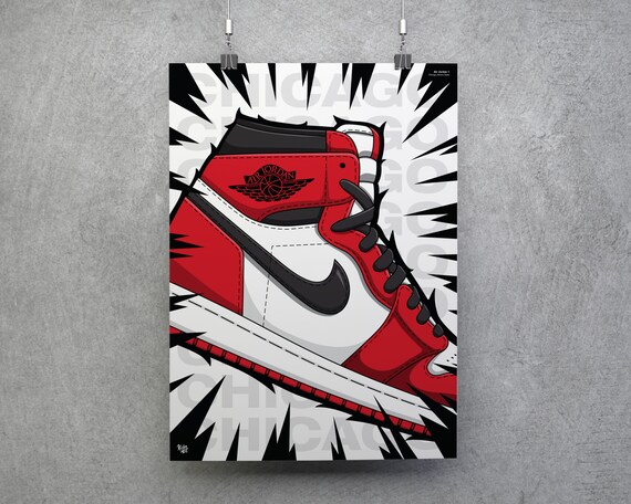 Cartel de Air Jordan 1 Estilo Anime | Etsy México