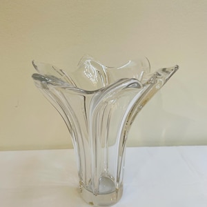 Schöne und schwere Kristallvase von Art Vannes, 1970er Jahre