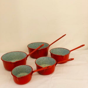 Vintage enamel pot set, 60s