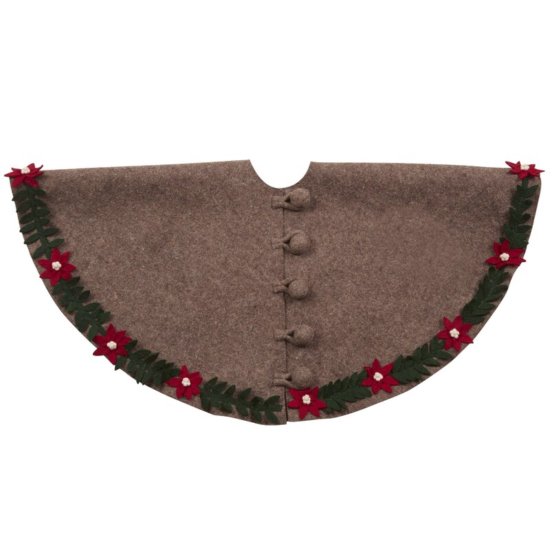 Handmade Felt Branches and Stars Gray Christmas Tree Skirt Arcadia Home