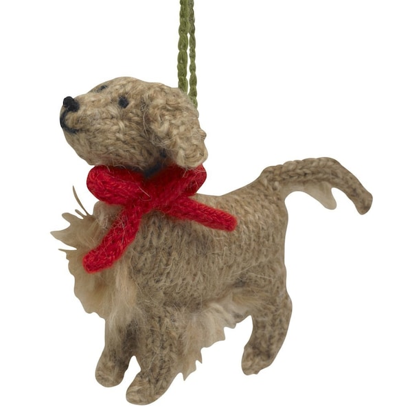 Golden Retriever Hand Knit Christmas Ornament. Dog Lover Gift. Dog breed. Mini dog. Dog memorial remembrance. Brown Orange Dog