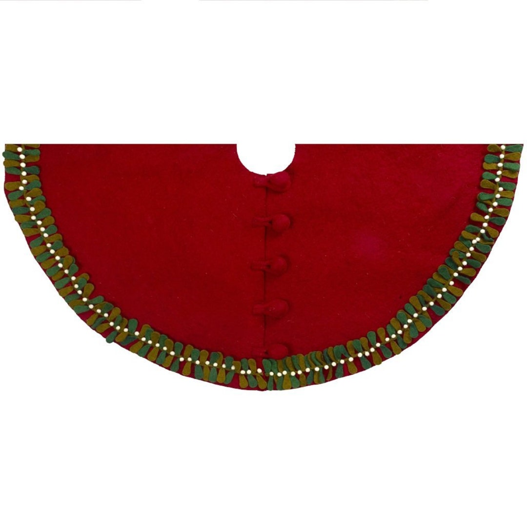 26 Mistletoe Border on Red Mini Tree Skirt Etsy