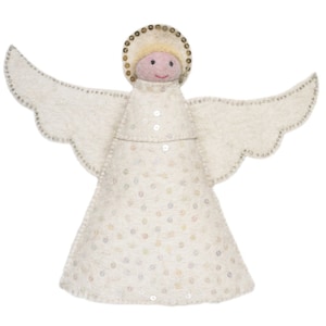 Handcrafted Wool Angel Christmas Tree Topper - Eco-Friendly Festive Decor for Holiday Traditions