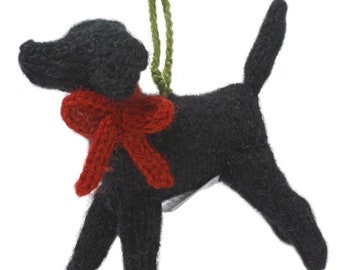 Black Lab Dog Hand Knit Christmas Ornament. Dog Lover Gift. Dog breed. Mini dog. Dog memorial remembrance. Black Dog